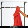 mDesign Coat Rack and Bench Organizer System Storage Unit, 4 Hooks Holds Jackets, Scarves, Purses, Hats, Leashes, Shoes, Boots for Bedroom, Hallway, Entryway 2-Tier Storage Bench- Black/Gray Wood Wash