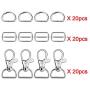 Hysagtek 60 Pcs Metal Keychain Bulk - Swivel Snap Hooks, D Ring and Slide Buckle Triglide for Handbag Purse HardwareFasteners, Strap, Backpack DIY Craft Accessories, 1 Inch, Silver