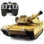 GRTVF 1:8 Crawlers Main Battle RC Tank T90 Metal Version Radio Remote Control Launch Armored Off Road Chariot Infrared Battle Military Toy 2.4G System Gear Box Tracks for Kids Gifts