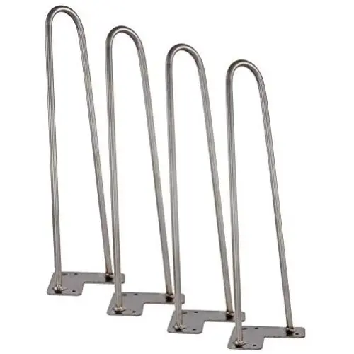 Kira Home 16'' Mid-Century Industrial Metal Hairpin Legs for Coffee Table and Benches, 2 Rods of Heavy Duty 10mm Thickness, Set of 4, Raw Steel Finish Kira Home 16'' Mid-Century Industrial Metal Hairpin Legs for Coffee Table and Benches, 2 Rods of Heavy Duty 10mm Thickness, Set of 4, Raw Steel Finish