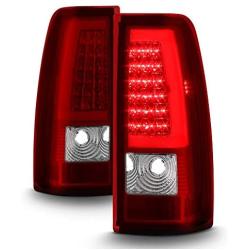 ACANII - For 1999-2006 GMC Sierra 1500 99-02 Chevy Siverado Red LED Tube Tail Lights Lamps