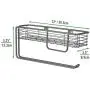 mDesign Wall Mount Metal Paper Towel Holder with Storage Shelf for Kitchen, Pantry, Laundry, Garage Organization - Shelf Holds Spice Bottles, Glass Jars, Oils and Vinegars - Graphite Gray
