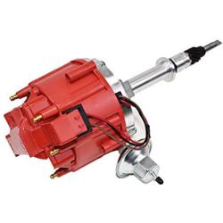 A-Team Performance HEI Complete Distributor 65K Coil, 6 Cylinders Compatible with AMC Incline 6 Jeep Straight 232, 242, 258 in One Wire Installation, Red Cap