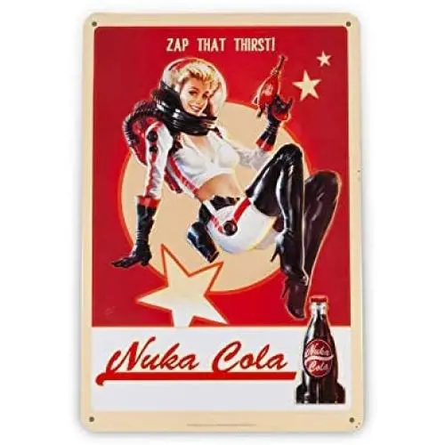Fallout 76 Nuka Cola Girl Metal Sign | Fanwraps Official Lithograph | Wonderful 6'' x 9'' Video Game Decor Fallout 76 Nuka Cola Girl Metal Sign | Fanwraps Official Lithograph | Wonderful 6'' x 9'' Video Game Decor