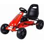 Costzon Go Kart, 4 Wheel Powered Ride On Toy, Kids Pedal Cars for Outdoor, Racer Pedal Car with Clutch, Brake, EVA Rubber Tires, Adjustable Seat (Red Go Kart)