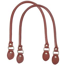 PandaHall Elite 2 Pieces 24.2 Inches Leather Purse Handles Handbags Shoulder Bag Strap Replacement with Alloy Clasps for Purses Making Supplies Brown