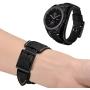 Leotop Compatible with Samsung Galaxy Watch 42mm/Galaxy Watch 3 41mm/Active 40mm/Active 2 40mm 44mm/Gear S2 Classic Bands 20mm Replacement Genuine Leather Cuff Strap with Metal Buckle Men Women(Black)