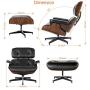 Mid Century Lounge Chair with Ottoman, Expanded Size Classic Modern Chair, Natural Leather Palisander Wood, Heavy Duty Base Support for Living Room, Study, Lounge, Office