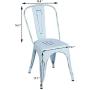 Furmax Metal Dining Chair Indoor-Outdoor Use Stackable Classic Trattoria Chair Chic Dining Bistro Cafe Side Metal Chairs Set of 4 (Blue)
