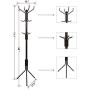 SONGMICS Metal Coat Rack 12 Hooks Display Hall Tree for Clothes Hats and Bags Brown URCR18Z
