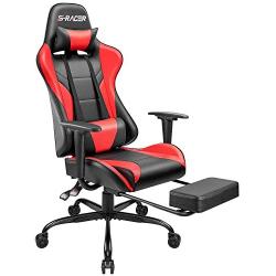 Homall Gaming Chair Computer Office Chair Ergonomic Desk Chair with Footrest Racing Executive Swivel Chair Adjustable Rolling Task Chair (Red)