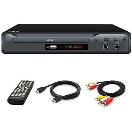 LP-077 DVD Player for TV, Region Free DVD CD Discs Player with HDMI & AV Output (HDMI & AV Cable Included), HD1080P, Built-in PAL/NTSC, Supports MIC/USB2.0 (Metal Case)