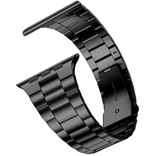 [Upgraded] Wolait Compatible with Apple Watch Band 40mm 38mm , Ultra Thin Solid Stainless Steel Band for Apple iWatch SE Series 6/5/4/3/2/1 Men Women -Black