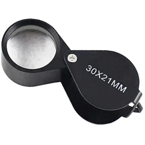 iKKEGOL Pocket Jewelry Loupe 30x 21mm Foldable Magnifying Jewelers Eye Glass Magnifier, Metal Body Black with Box