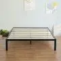 Olee Sleep 14 Inch Modern Metal Platform Bed Frame / Mattress Foundation / Wood Slat Support / No Box Spring Needed, Queen, Black