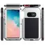 Galaxy S10e Case Amever Aluminum Metal Bumper Frame Case Silicone Water Resistant Shockproof Tempered Glass Screen Protector Outdoor Sports Protective Case for Samsung Galaxy S10e (2019) - Silver