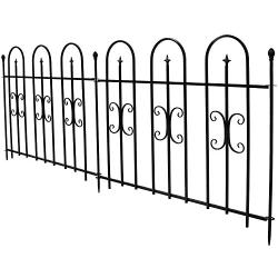 Sunnydaze 2-Piece Decorative Finial Garden Landscape Metal Border Fence, Black, 38 Inches x 49 Inches Per Panel, 8 Feet Overall