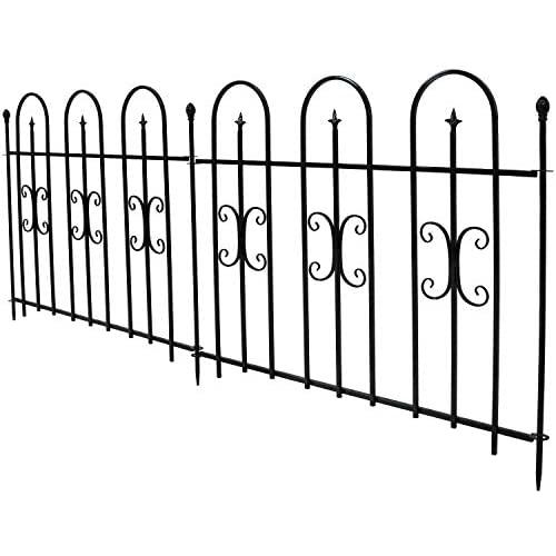 Sunnydaze 2-Piece Decorative Finial Garden Landscape Metal Border Fence, Black, 38 Inches x 49 Inches Per Panel, 8 Feet Overall