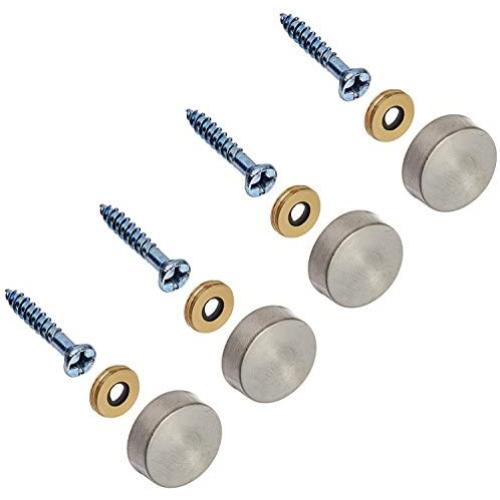 Stainless Steel Screw Cover/Cap (Full Metal Construction 0.75'' Diameter) Fasteners, Decorative Mirror, Sign/Advertising Hardware, Nails, Construction (8 Pack)
