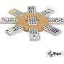 Regal Games Double 15 Colored Dot Dominoes Mexican Train Game Set with Wooden Hub, 136 Domino Tiles, 8 Metal Trains, and Collectors Tin