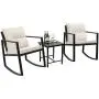 Flamaker 3 Pieces Patio Furniture Set Rocking Wicker Bistro Sets Modern Outdoor Rocking Chair Furniture Sets Clearance Cushioned PE Rattan Chairs Conversation Sets with Coffee Table (Beige) Flamaker 3 Pieces Patio Furniture Set Rocking Wicker Bistro Sets Modern Outdoor Rocking Chair Furniture Sets Clearance Cushioned PE Rattan Chairs Conversation Sets with Coffee Table (Beige)