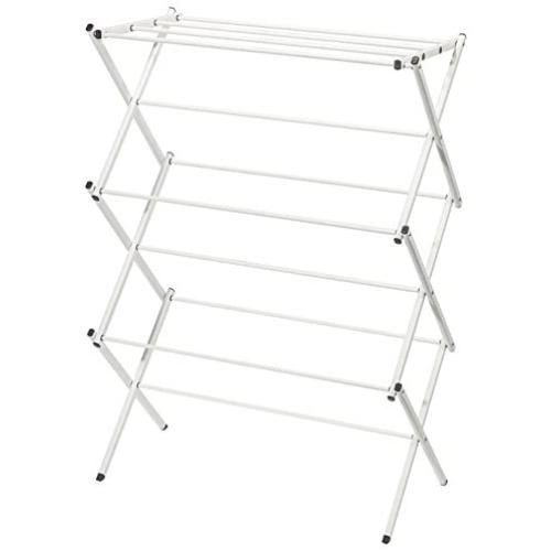 STORAGE MANIAC XL Foldable Clothes Drying Rack, 3-Tier 41 Inch Height, Laundry Rack with Rustproof Coating, White