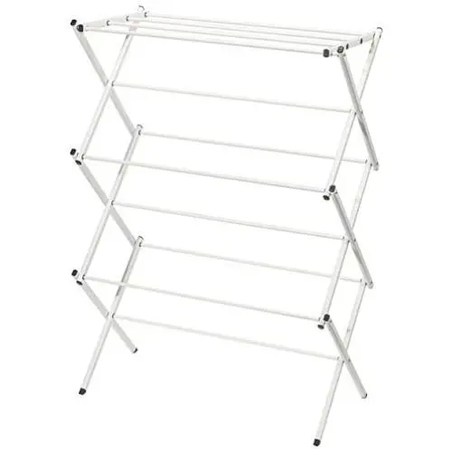 STORAGE MANIAC XL Foldable Clothes Drying Rack, 3-Tier 41 Inch Height, Laundry Rack with Rustproof Coating, White STORAGE MANIAC XL Foldable Clothes Drying Rack, 3-Tier 41 Inch Height, Laundry Rack with Rustproof Coating, White