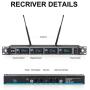 XTUGA A140 Wireless Microphone System, 4-Channel UHF Cordless Mic Set with Four Handheld Mics, All Metal Build, Fixed Frequency, Long Range 300ft, Ideal for Church,Karaoke (4 Handheld)