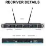XTUGA A140 Wireless Microphone System, 4-Channel UHF Cordless Mic Set with Four Handheld Mics, All Metal Build, Fixed Frequency, Long Range 300ft, Ideal for Church,Karaoke (4 Handheld)