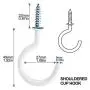 Cup Screw Hooks for Hanging,12 Pack Metal Ceiling Hooks Heavy Duty 2 inch Vinyl Steel Cup Hooks Outdoor Indoor Porch Bathroom Kitchen Wall Hang Hooks Set for Coffee Tea Cup, Plant, Light, Mug - White