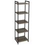 Household Essentials 5 Tier Storage Tower Metal, Grey Shelf – Black Frame, Ashwood
