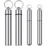 4 Pieces 2 Sizes Metal Portable Toothpick Holder, Stainless Steel Pocket Toothpick Holder Aluminum Waterproof Case Toothpick Container with Keychain for Outdoor Picnic and Camping