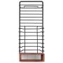mDesign Compact Modern Kitchen Countertop, Sink Dish Drying Rack, Removable Cutlery Tray - Drain and Dry Wine Glasses, Bowls and Dishes - Metal Wire Drainer in Black with Cherry Bamboo Caddy