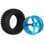 Mxfans Blue Aluminium Alloy 5 Spoke Wheel Rims + Black H Type Rubber Tyres Tires for RC 1:10 Off Road Car Buggy Upgrade Parts Pack of 4