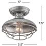 Franklin Park Rustic Farmhouse Outdoor Ceiling Light Fixture Galvanized Steel Open Cage 8 1/2'' Damp Rated for Exterior House Barn Porch Patio Deck - Franklin Iron Works