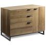 WLIVE 3 Drawer Dresser, Wide Chest of Drawers with 1 Side Door, Wood Storage Cabinet with Sturdy Metal Frame for Bedroom and Living Room, Rustic Brown