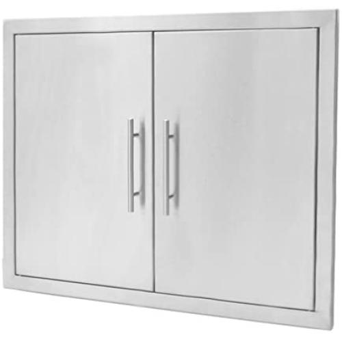 Stanbroil Outdoor Kitchen Stainless Steel Double Access Door with Built-in Shelves and Paper Towel Holder, 31 Inches