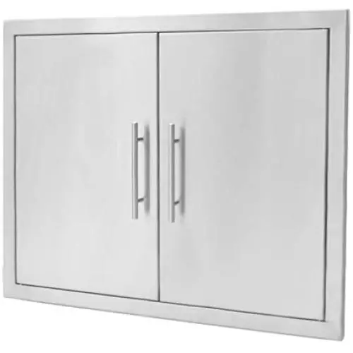 Stanbroil Outdoor Kitchen Stainless Steel Double Access Door with Built-in Shelves and Paper Towel Holder, 31 Inches
