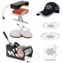 Smartxchoices Pro 5 in 1 Heat Press Machine Combo 360-degree Rotation 12'' x 15'' Swing Away Digital Sublimation Heat Transfer Machine for T-Shirts Hat Mug Plate Cap Sports Bottle