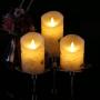 Flameless Candles with brich Effect 4'' 5'' 6'' Set of 3 Dripless Real Wax Pillars Include Realistic Dancing LED Flames and 10-Key Remote Control with 24-Hour Timer Function -AntizerTM