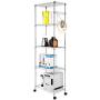 Devo 5-Shelf Adjustable Metal Shelves on Wheels with Hooks Heavy Duty Shelving Units and Storage Organizer for Kitchen Garage Closet Pantry Laundry Bathroom 23'' L x 14'' W x 72'' H (Silver)