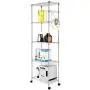 Devo 5-Shelf Adjustable Metal Shelves on Wheels with Hooks Heavy Duty Shelving Units and Storage Organizer for Kitchen Garage Closet Pantry Laundry Bathroom 23'' L x 14'' W x 72'' H (Silver)