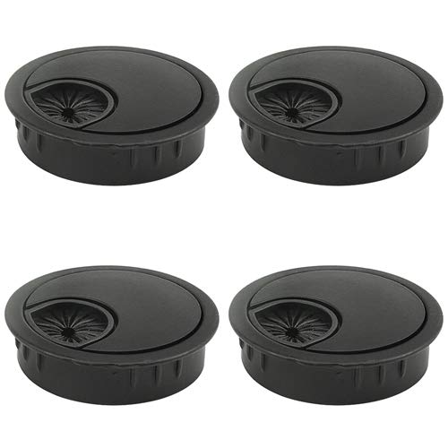 TOVOT 4 Pack Desk Grommet 2'' Black Metal Desk Cord Cable Hole Cover Grommet for Cord Management