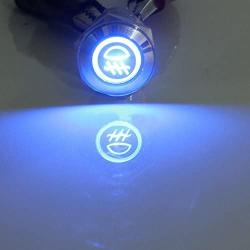 Etopars 12V Car Blue LED Light Fog Push Button Metal Toggle Switch 16mm