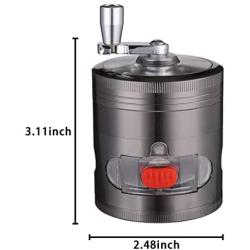 2.5 Inch Spice Herb Grinder Hand Cranked Premium Grinder with Drawer and Brush,Aluminum Grinder Crank and Spice 4 Parts (Black)