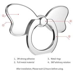 pzoz Metal Cell Phone Finger Ring Stability Holder Back Stand Collapsible Hand Grip Knob Loop Universal Car Mount Hook Kickstand 360 for iPhone Samsung Galaxy Mobile Cute Accessories (Silver)