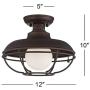 Franklin Park Rustic Farmhouse Outdoor Ceiling Light Fixture Oil Rubbed Bronze Open Cage 12'' White Glass Orb Diffuser Damp Rated for Exterior Barn Porch Patio House Deck - Franklin Iron Works