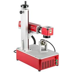 KUNTAI Mini 30W Fiber Laser Engraving Machine with Rotary Device,Marking Area 150mm×150mm,Nameplate Printing,Metal Parts Marking,Jewelry Engraving