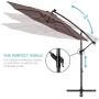 Best Choice Products 10ft Solar LED Offset Hanging Market Patio Umbrella for Backyard, Poolside, Lawn and Garden w/Easy Tilt Adjustment, Polyester Shade, 8 Ribs - Deep Taupe