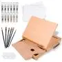 Falling in Art Beechwood Tabletop Easel Set with 12 Tubes Acrylic Paints, Canvas Panels, Brushes, Palette – 24 Pieces Acrylic Artist Painting Tools Kit for Adults, Beginners, Kids